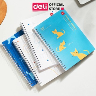Tập Vở Sổ Lò Xo Học Sinh 120trang Kẻ Ngang A5 Deli - Giấy 70gsm Dày - Ghi Chép Gáy Xoắn Dễ Thương Takenote Bài Sổ Tay