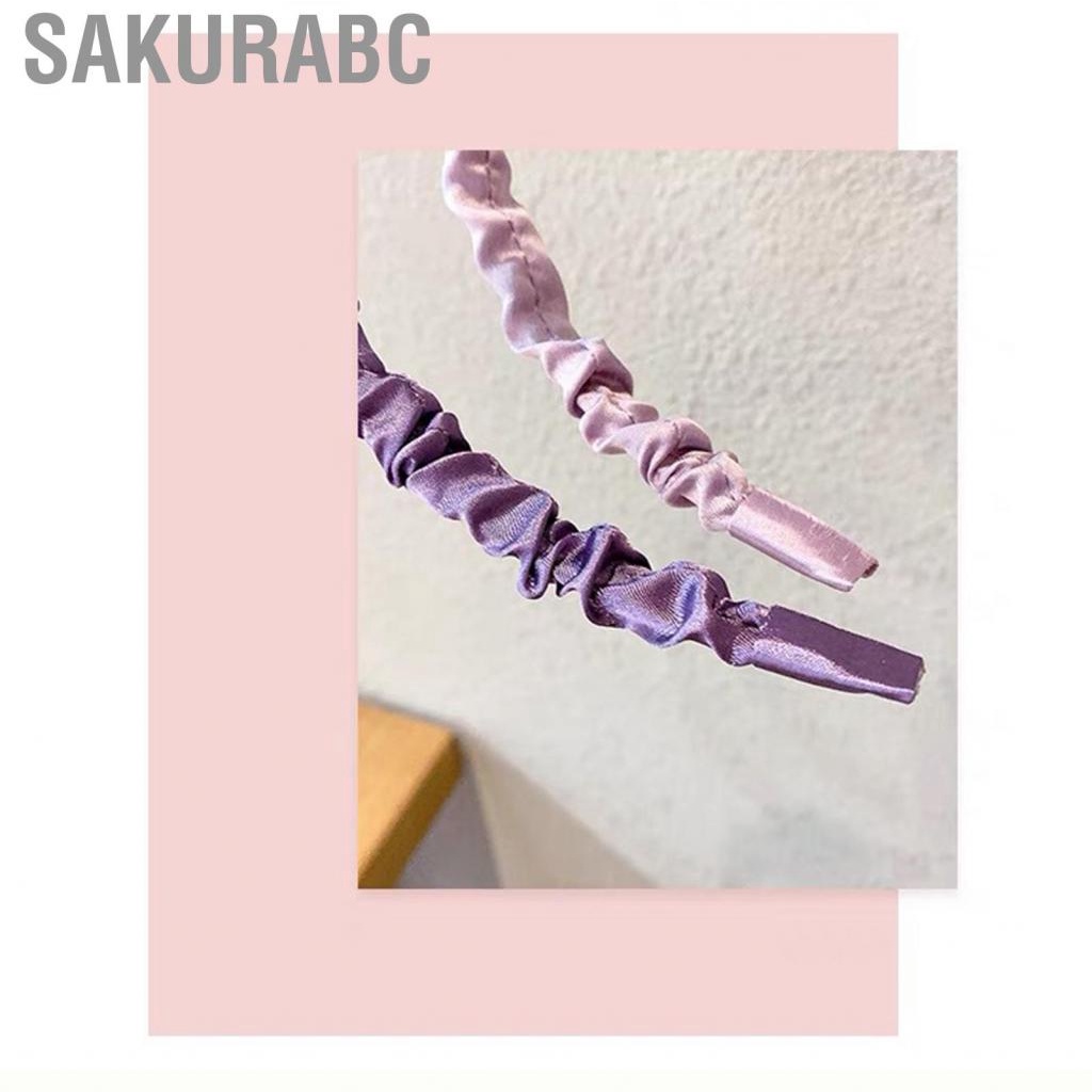 Sakurabc Ruched Hair Band Satin Pleated Headbands Ruffled Hoop Fashionable Accessories for Women Girls
