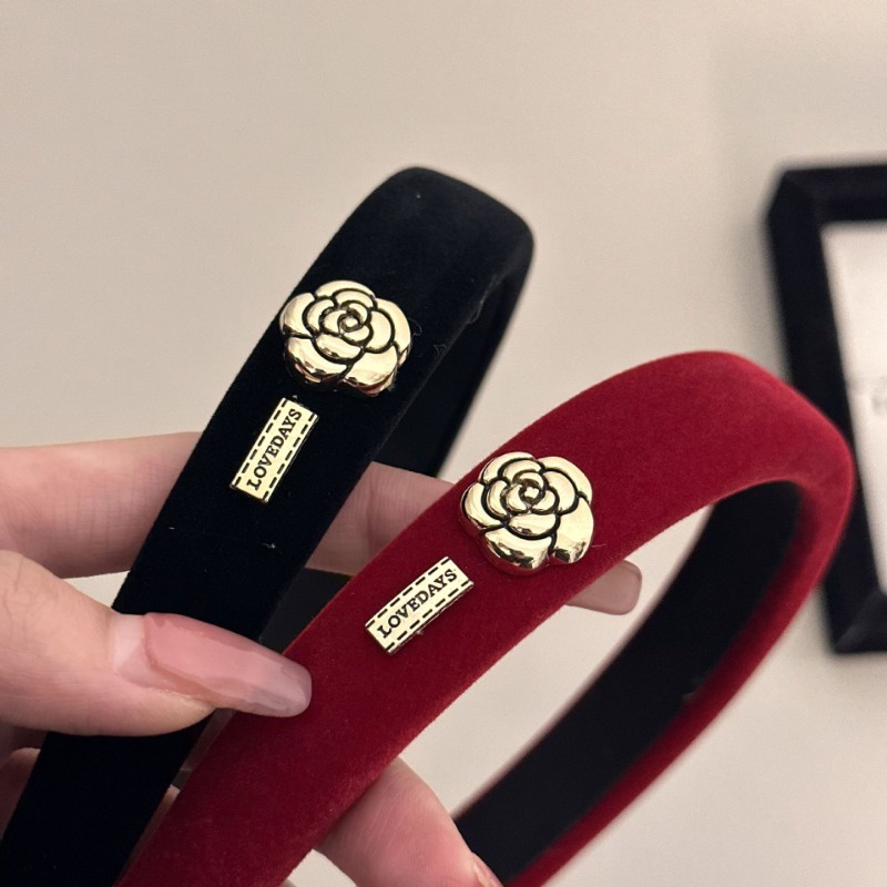 Băng Đô Cài Tóc Bằng Xốp Và Nhung Màu Đỏ Hoa Trà Thời Trang retro