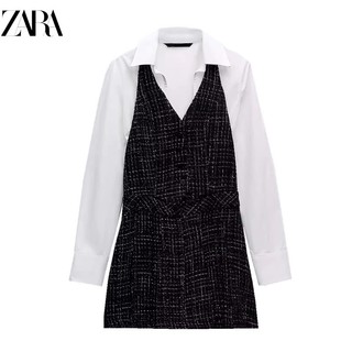 Zara Đầm Lụa Phối Màu Đen Trắng Thời Trang Mùa Đông Thanh Lịch Cho Nữ 9144081
