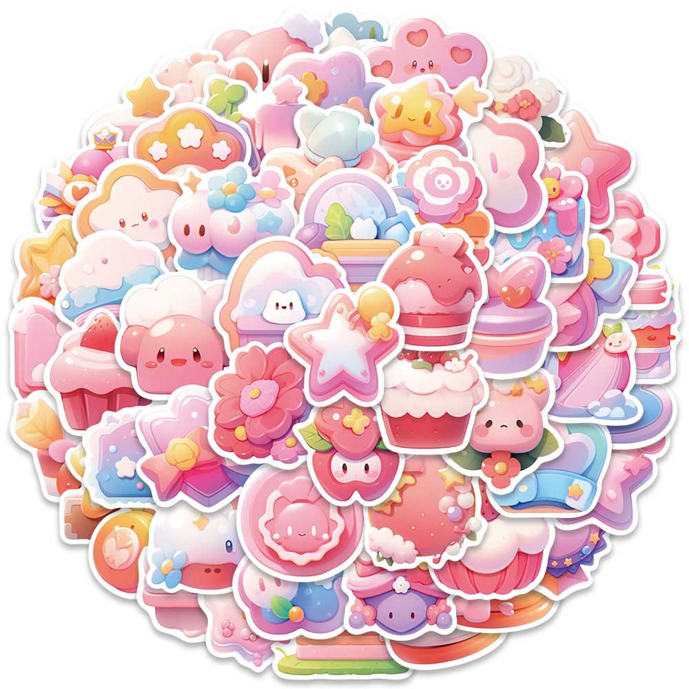 Bộ 56 Miếng Dán Trang Trí Mũ Bảo Hiểm / Bút Chì Chống Thấm Nước Họa Tiết kirby graffiti Dễ Thương