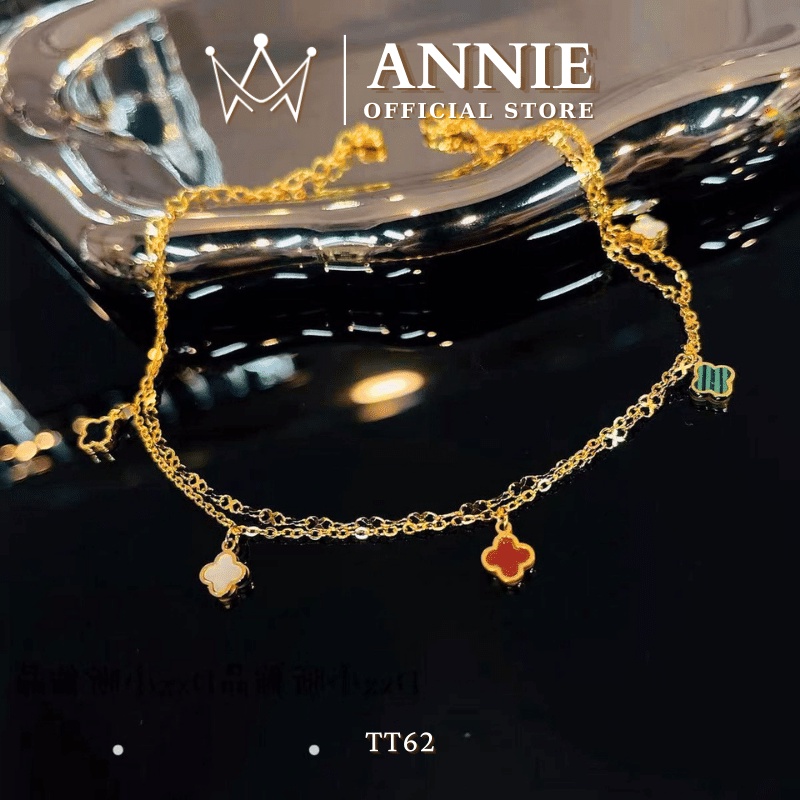 [KHÔNG ĐEN GỈ] Vòng chân thép Titan cỏ 4 lá nhiều màu mạ vàng thời trang sang trọng - Annie TT62