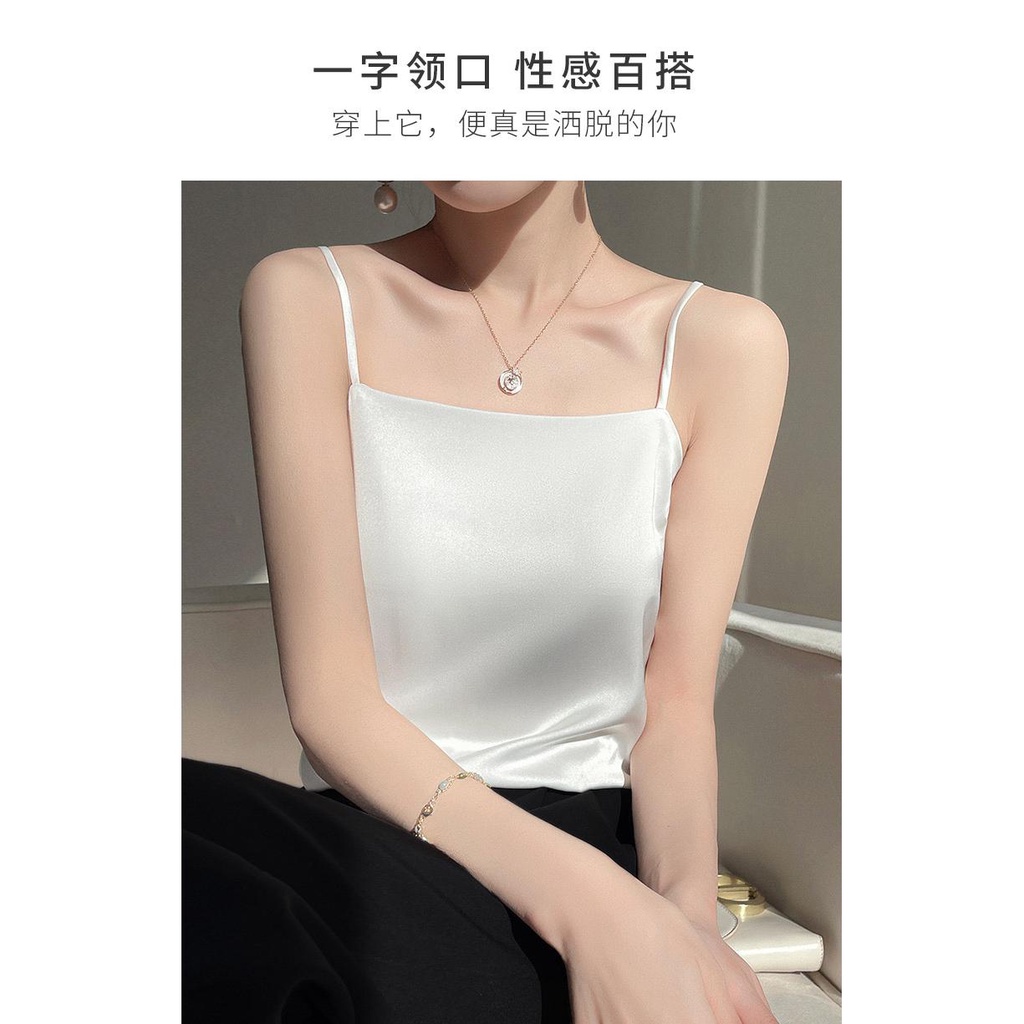 Áo Hai Dây Vải satin Màu Trắng Thời Trang Mùa Hè 2023 Phong Cách Mới Cho Nữ