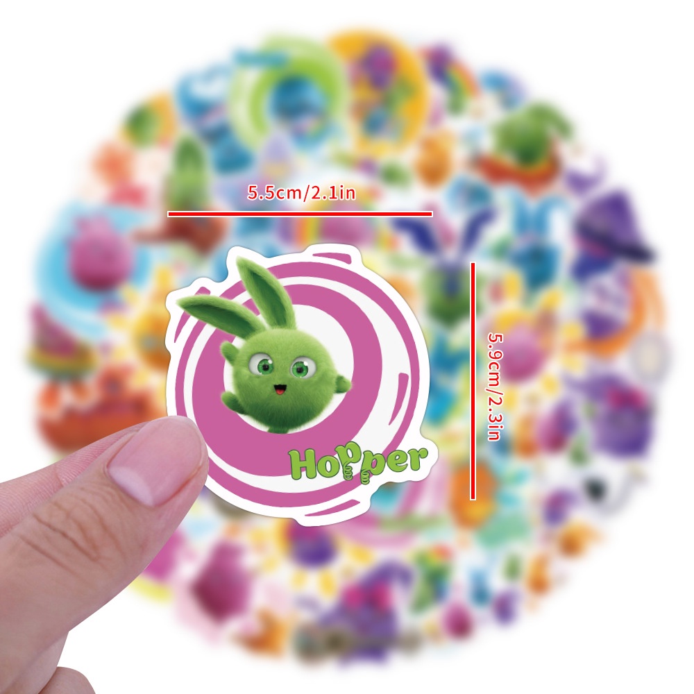 J· Hình Dán Chống Nước Sunny Bunnies Mũ Bảo Hiểm Máy Tính Xách Tay Hành Lý Dán Thiết Lập, 53 tờ