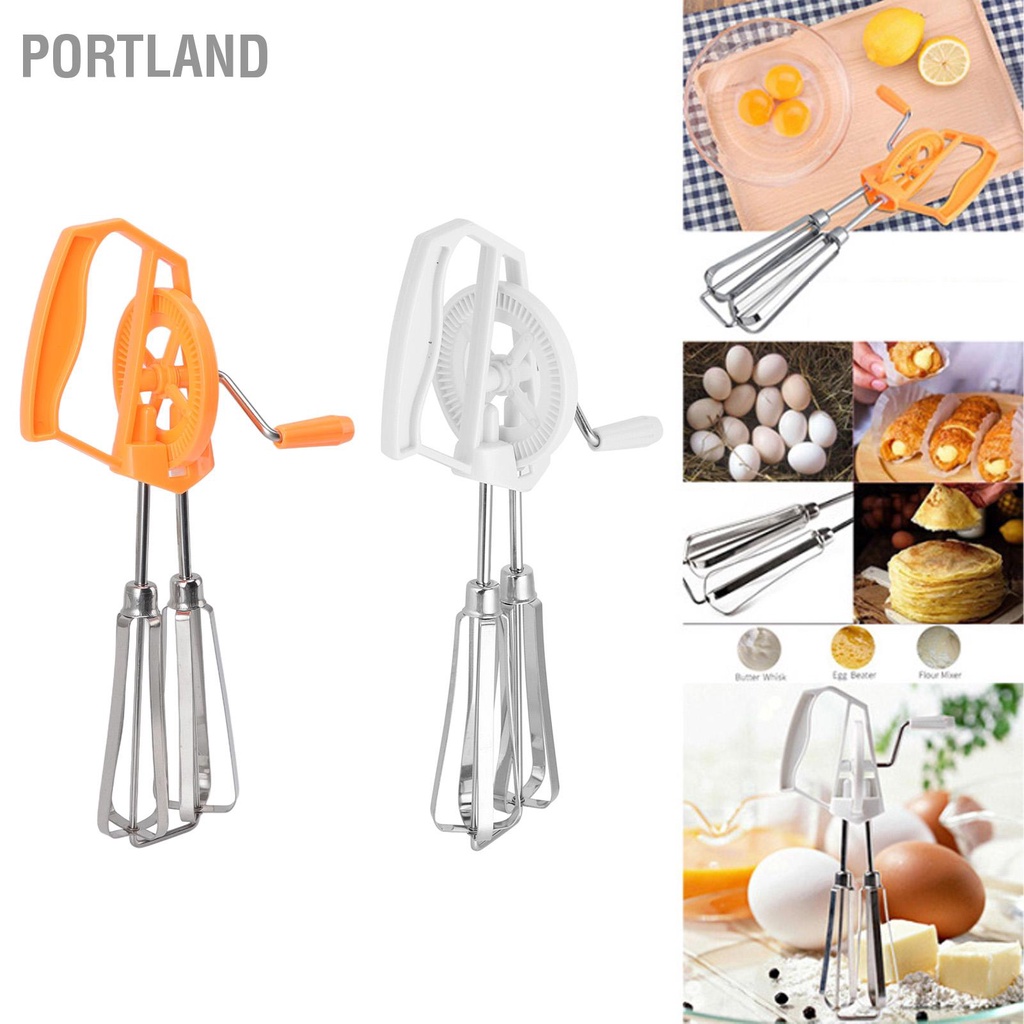Portland Trứng Be Thép không gỉ Nhựa Tay Quay Autorotation Tiết Kiệm Công Sức Bằng Máy Trộn cho Gia Đình Nấu Ăn Nhà Bếp