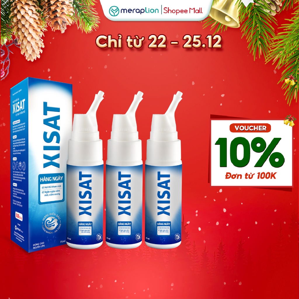 Combo 3 Xịt mũi nước biển sâu XISAT hằng ngày 75ml phòng ngừa sổ mũi, ngạt mũi và viêm xoang