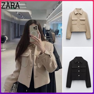 Zara áo khoác blazer dáng ngắn phối túi thời trang thu đông3046277