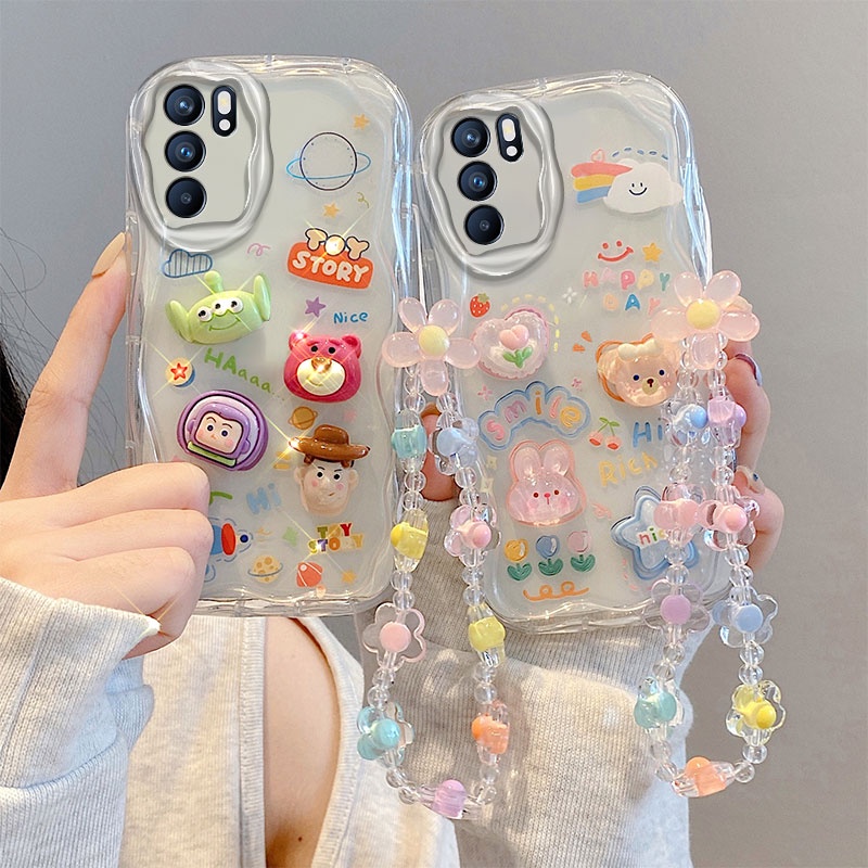 Ốp lưng Oppo Reno 6z 5G Ốp Oppo Reno 6 Ốp Điện Thoại Trong Suốt Đính Búp Bê Hoạt Hình Cho OPPO Reno 