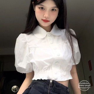 Plus Áo Sơ Mi Trắng Tay Ngắn Cổ Búp Bê Thời Trang Mùa Hè Cho Nữ