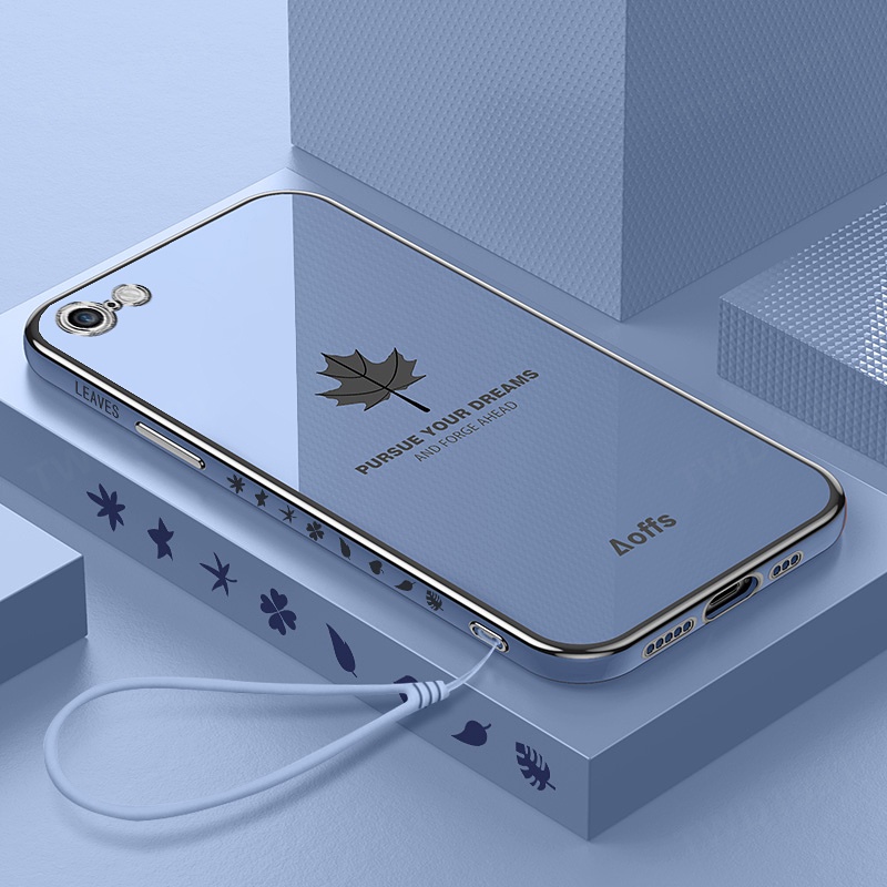 Ốp Lưng iPhone 6 Plus Mạ điện Lá phong Lanyard Mềm Ốp Điện Thoại iPhone 6S Plus