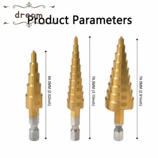 Drill Bits Steel Step Drill Set Step Drill 1/4\" Hex Shank 3pcs Useful