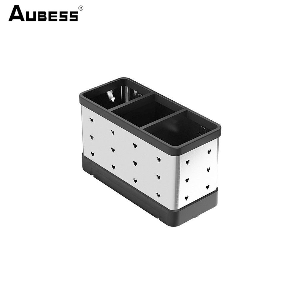 AUBESS Hộp đựng đa năng treo tường dày, dễ lau chùi, bằng thép không gỉ, làm khô nhanh bằng không khí, phụ kiện nhà bếp, thẩm mỹ hiện đại, thiết kế đẹp mắt, ống đựng đũa