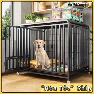 Chuồng Chó Vuông Inox Cao Cấp Size Đại Cho Thú Cưng Lồng Chó Ống Vuông Dày Dặn Chắc Chắn Có Bánh Xe