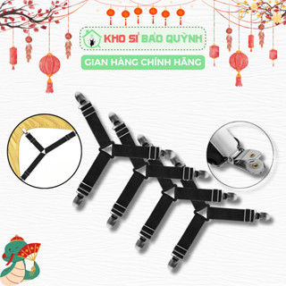 Bộ 4 Kẹp 3 Chấu Giữ Cố Định Ga Giường - Dây Kẹp Drap Chống Xê Dịch Có Đệm Nhựa, Khóa Điều Chỉnh Co Giãn Tốt