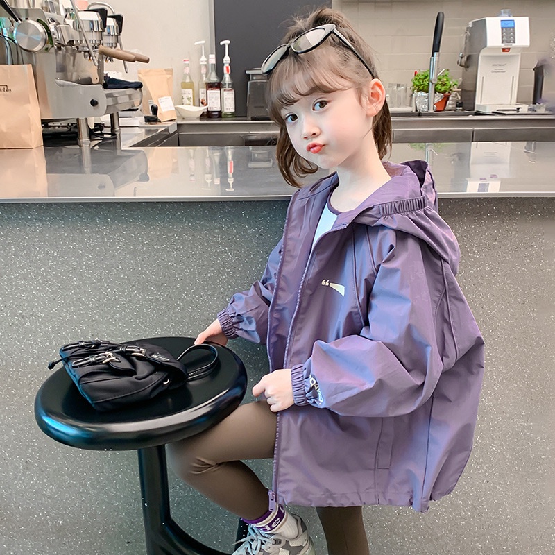 Áo Khoác Thể Thao Có Mũ Trùm Phong Cách Mới Thời Trang Xuân Thu 2023 Cho Bé Gái