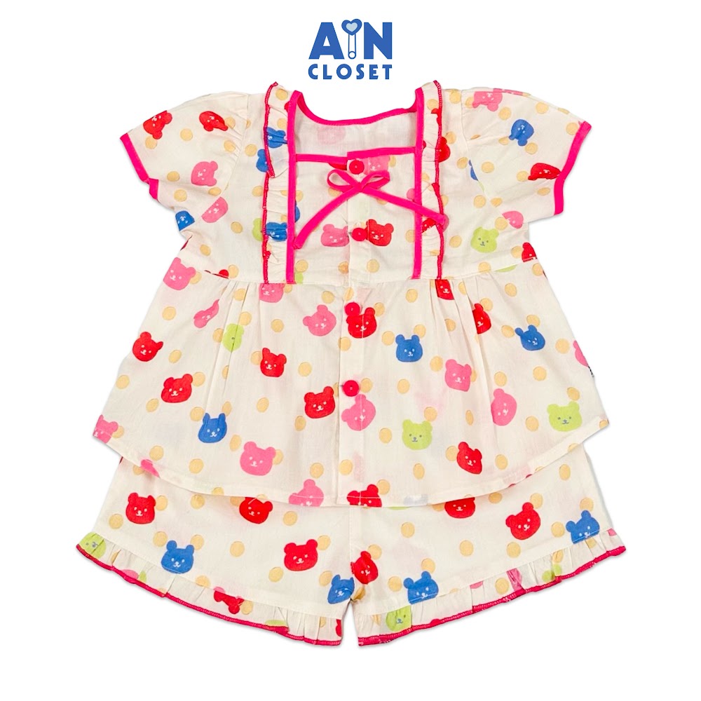 Bộ quần áo Ngắn bé gái họa tiết Gấu Animo nhiều màu cotton - AICDBGUGIJH5 - AIN Closet