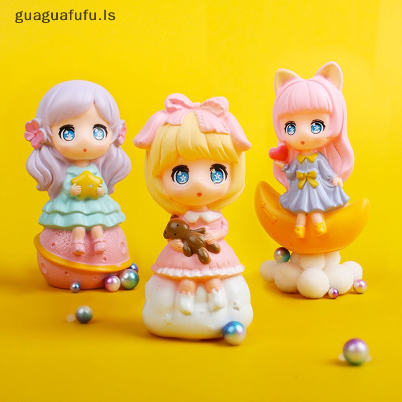 Guaguafu Tượng Nhựa resin Mini Hình Cô Gái Dễ Thương Trang Trí Nhà Cửa ls