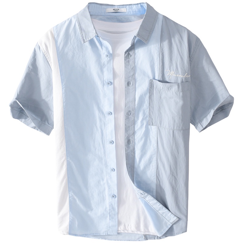 Áo Sơ Mi cotton Ngắn Tay Màu Trơn Thời Trang Mới Cho Nam