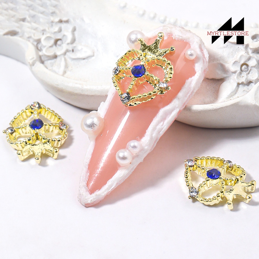 Set 10 Phụ Kiện Trang Trí Móng Tay 3d diy Hình Vương Miện / Trái Tim