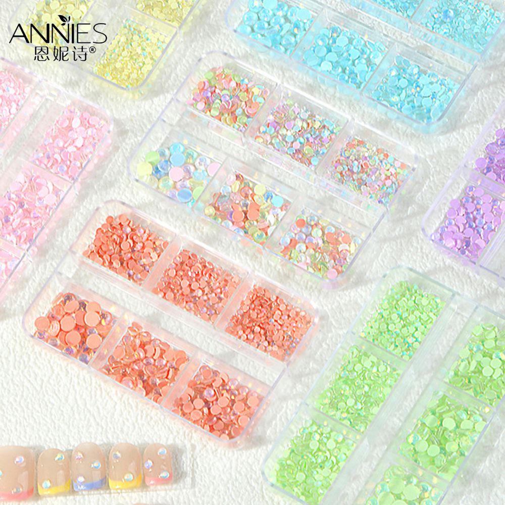 ♕ 6grids Nail Art Dopamine Mocha Protein Trang sức Kim cương Magic Candy Màu sắc Muối biển ngọt ngào Bong bóng pha lê Mũi khoan siêu flash Trang trí móng tay Công cụ làm móng tay cho cửa hàng làm móng NỘI THẤT