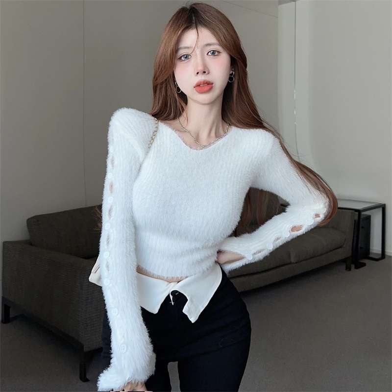 Áo sweater Dệt Kim Tay Dài Cổ Tròn Phong Cách Thời Trang Thu Đông Mới