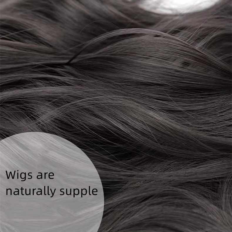 Bộ Tóc Giả Dài Xoăn Màu Hồng Nhạt Kèm Mái Bằng Sợi Tổng Hợp Phong Cách lolita Dành Cho Nam Nữ