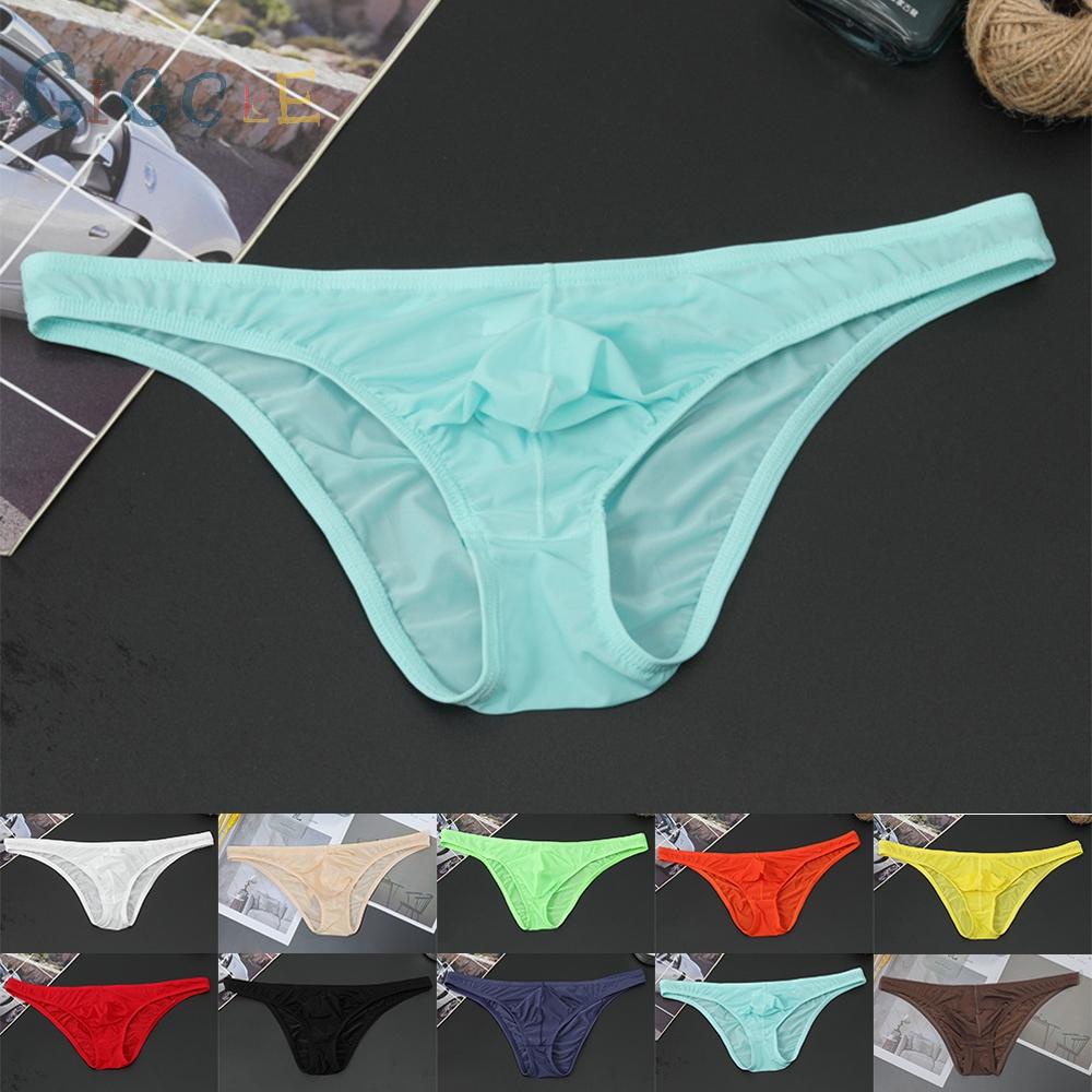 Men's Underwear with Low rise Fit and See through Pouch made of Ice Silk