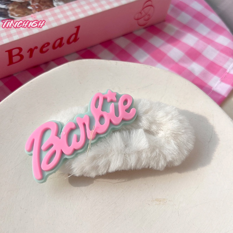 Lược Cài Tóc Lông Nhung Hình Chữ barbie Ngọt Ngào Thời Trang Cho Nữ