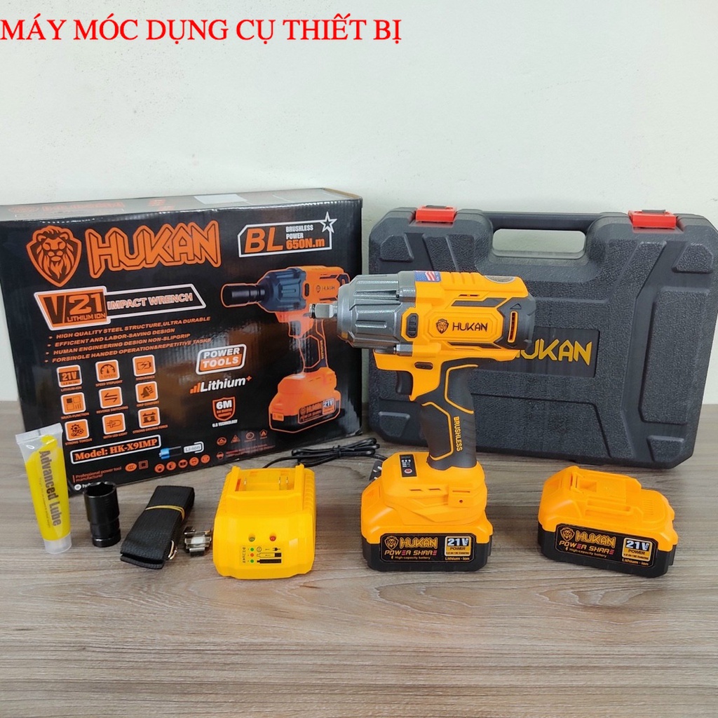 [Chính Hãng] Máy siết Bulong ô tô HUKAN HK-X9 IMP Không Thổi Than Lực Siết 650n.m - Siết bulong ô tô
