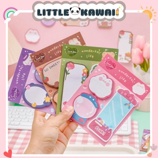 Set 3 tệp giấy note giấy ghi chú nhiều màu hoạt hình nhỏ xinh dễ thương