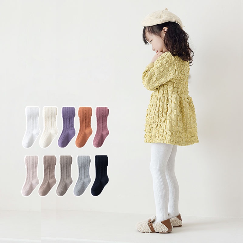 Bobora Vớ cotton Mềm Giữ Ấm Màu Trơn Cho Bé Gái