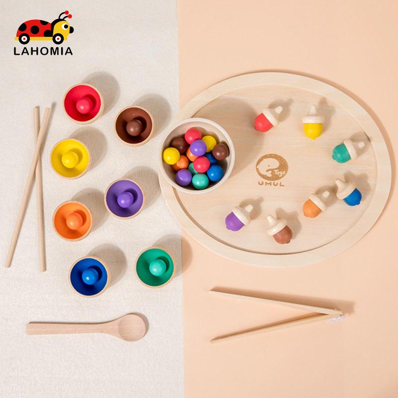 Montessori Đồ chơi bát ăn LAHOMIA theo phương pháp Montessori phân loại và đếm màu cho trẻ em