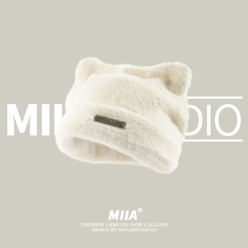 Mũ Len Dệt Kim Đính Tai Mèo Dễ Thương Phong Cách Hàn Quốc Cho Nữ