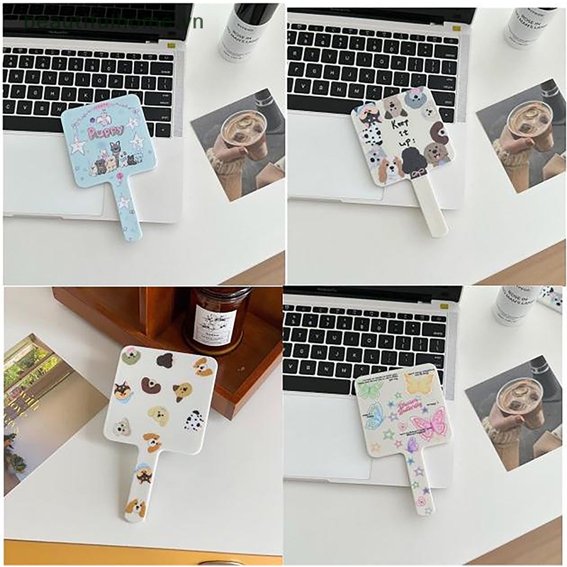 Gương Trang Điểm Cầm Tay Hình Vuông Nhỏ Gọn Có Gương Trang Điểm vanity Có Tay Cầm