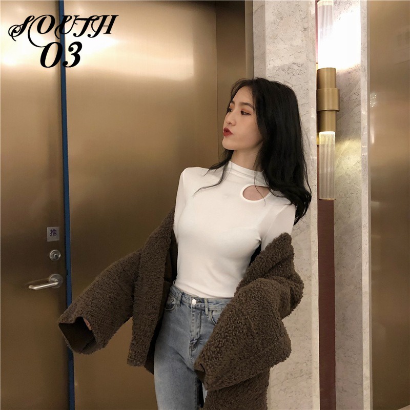 Áo Thun Dệt Kim Tay Dài Cổ Cao Thời Trang Thu Đông Dành Cho Nữ