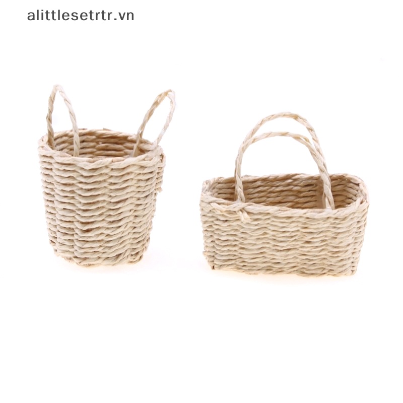 Alittlesetrtr Giỏ Đựng Hoa / Trái Cây / Rau Củ Quả Mini Khung Dệt Di Động Trang Trí Nhà Búp Bê vn