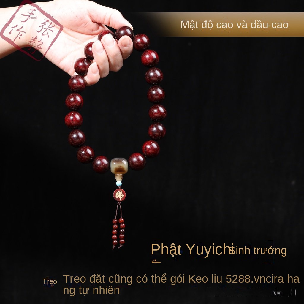 Chuỗi Hạt Phật Giáo Cầm Tay Bằng Gỗ Đàn Hương Màu Đỏ Tám Phúc