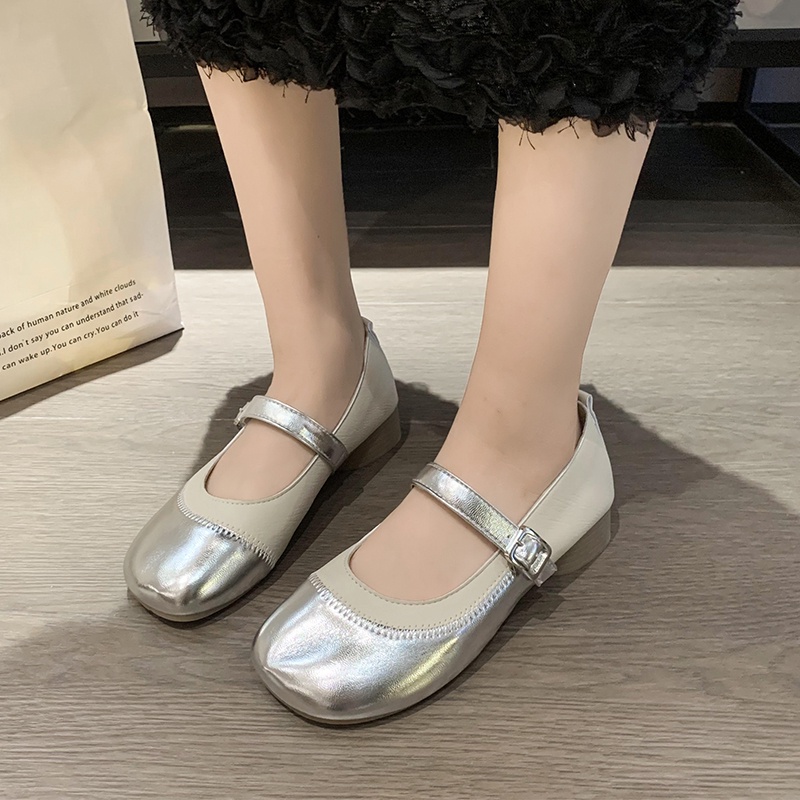 Giày Búp Bê Da Mũi Tròn Thời Trang Thanh Lịch Cho Nữ