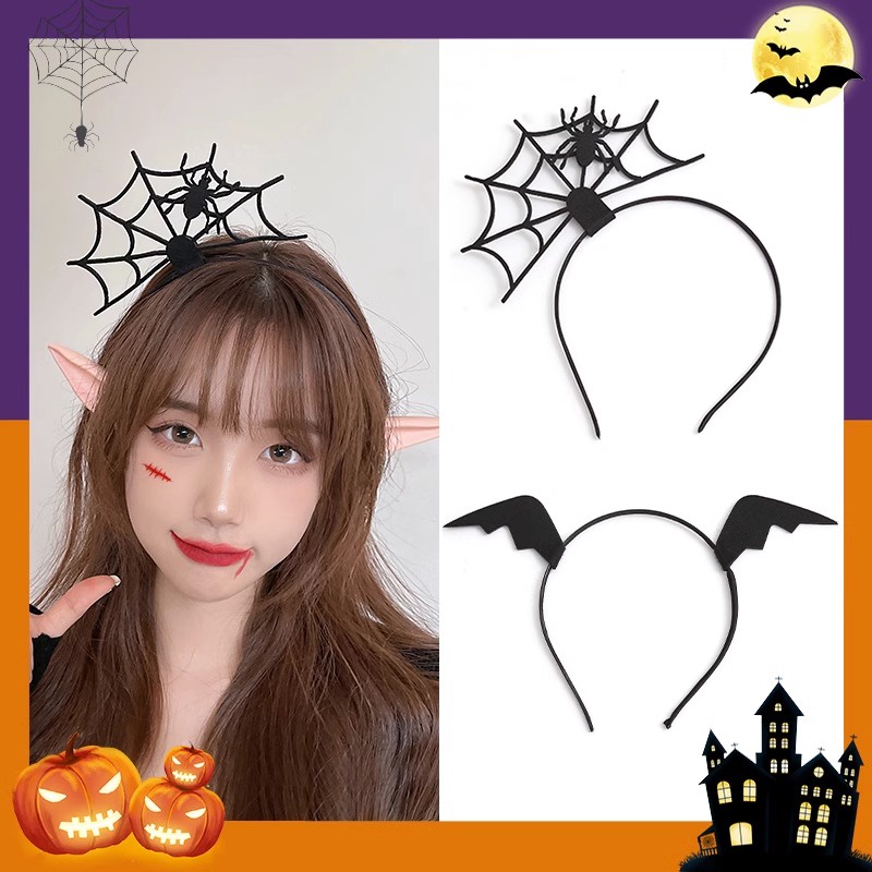 Đen Băng Đô Cài Tóc Hình Đôi Cánh Nhện Phong Cách halloween