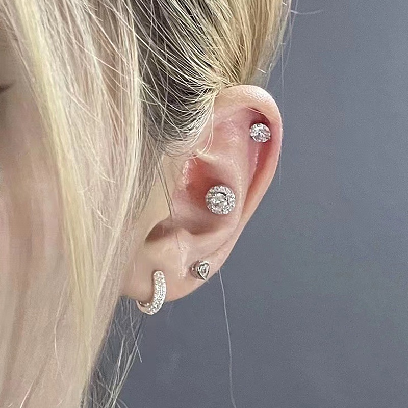 Bông Tai mini Bằng Thép Titan Đính Đá zircon Lấp Lánh Thời Trang Cho Nữ