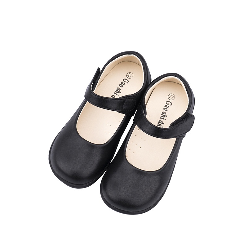 Giày Công Chúa Da Nhám Đế Mềm Cỡ Vừa Làm Thủ Công Màu Đen Cho Bé Gái