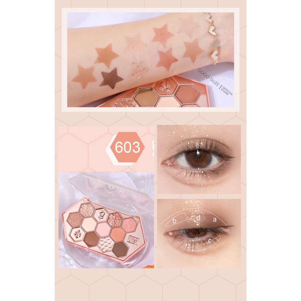 Phấn mắt nội địa trung Hold Live chính hãng Bảng mắt Chamm nhiều màu có nhũ chống thấm nước HoneyComb cao cấp HL506 .