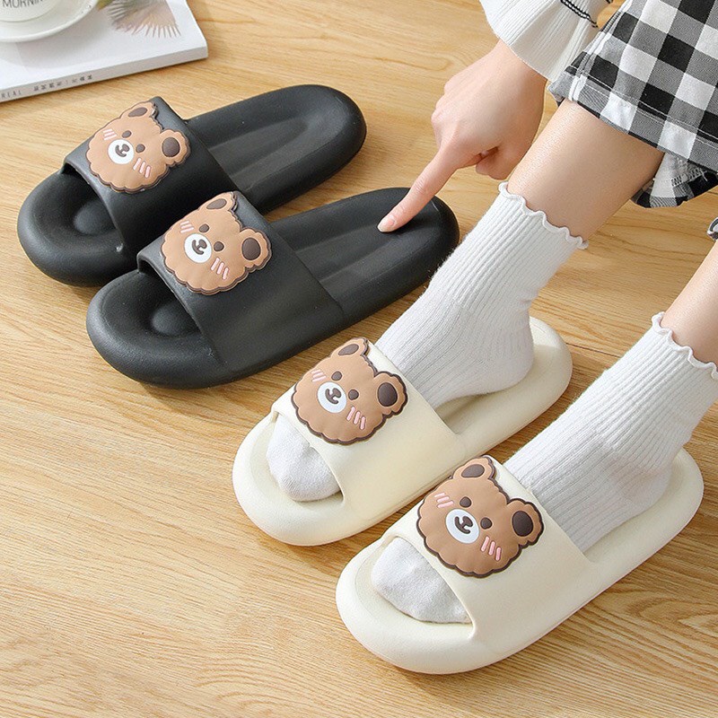 Dép Đế Mềm Nữ Đi Trong Nhà Siêu Nhẹ Êm Chân Hình Gấu