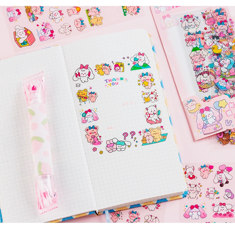 Set 10 Tấm Sticker pvc Trong Suốt Họa Tiết Hành Tinh Hoạt Hình Chống Nước Trang Trí Bút Chì