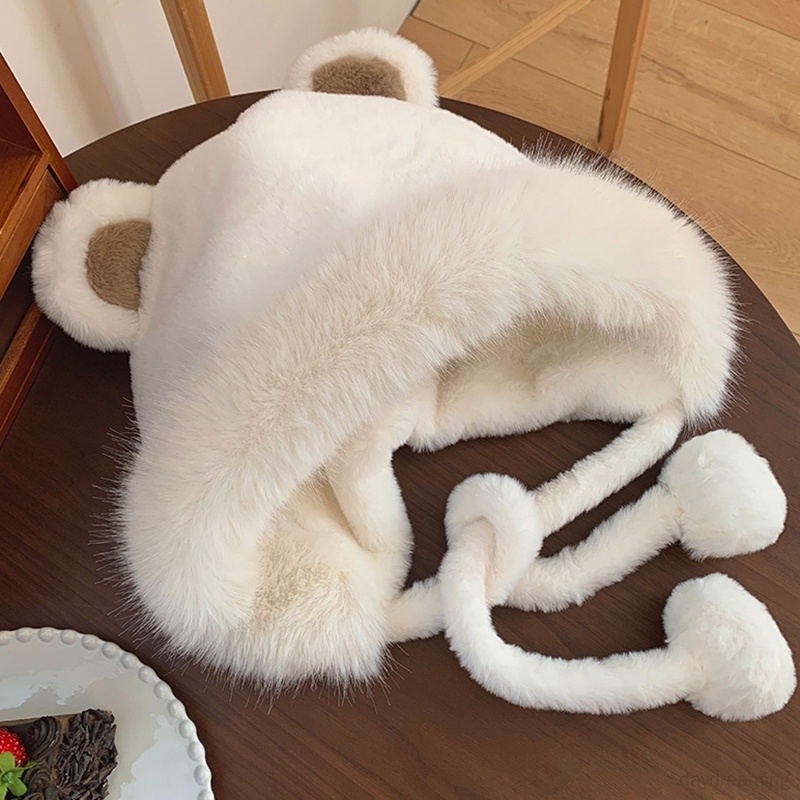 Mũ Len Tai Mèo Trùm Đầu Vải Bông Mềm Mại Bảo Vệ Tai Chống Lạnh Mùa Đông Cho Nữ