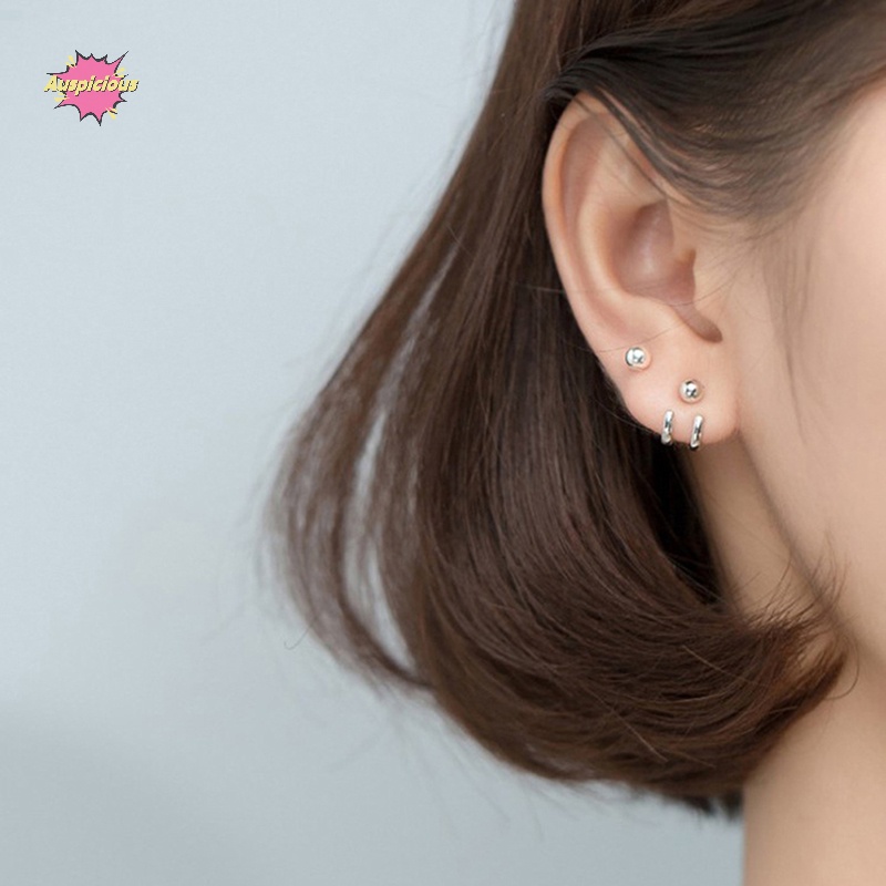 Bông Tai Mạ Bạc 925 Đính Hạt Đơn Giản Thời Trang Phong Cách Hàn Quốc