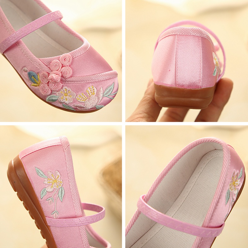 Giày Hán Phục Truyền Thống Trung Hoa Thêu Hoa Xinh Xắn Dành Cho Bé Gái Mới