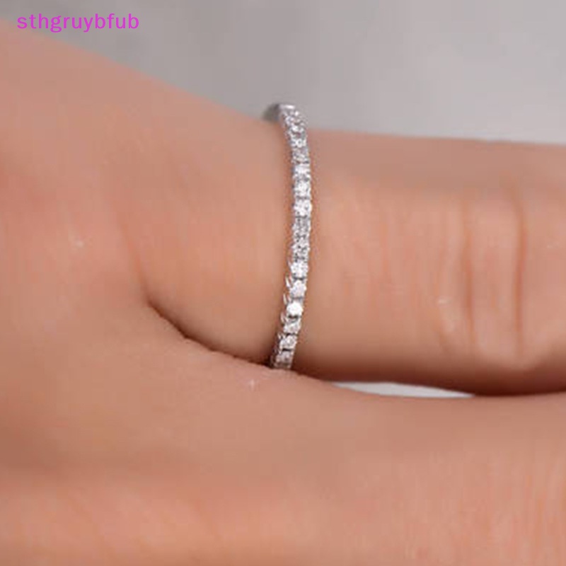 Sthb Nhẫn zircon Đơn Giản Mỏng Nhẹ Đính Kim Cương Thời Trang Làm Quà Sinh Nhật Cho Nữ vn