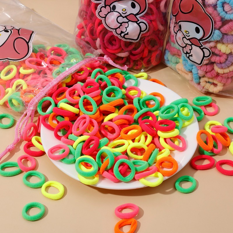 Túi 300 Dây Thun Buộc Tóc Nhiều Màu Sắc Dành Cho Bé Gái