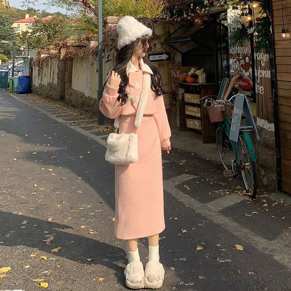 Áo Khoác Len Dày Dặn Eo Cao Phong Cách Phương Tây Thời Trang Thu Đông Cho Nữ